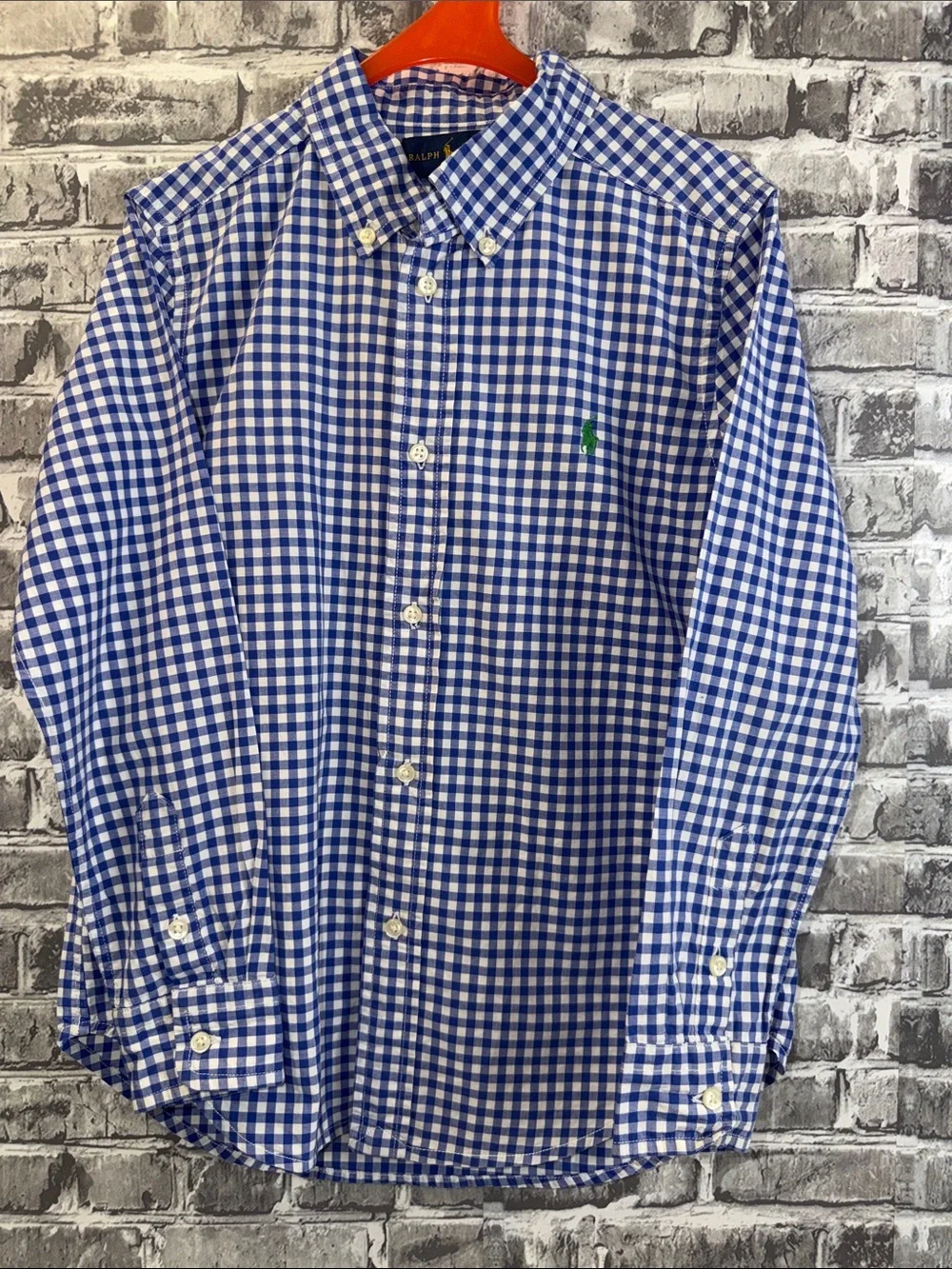 Ralph Lauren Boy's Blue and White Gingham Button-Down Shirt